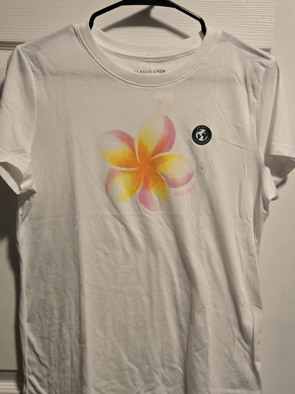 Aeropostale White Tee with Pink & Yellow Floral Graphic